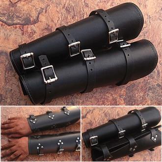Black Leather Armor Pointed Tip Fantasy Medieval Cuff