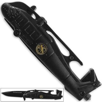 US Coast Guard Tactical Folding Knife Helicopter Black Seatbelt Cutter Spring Assist