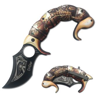 Scorpion Tail Spring Assist Folding Knife Gold