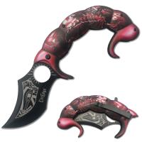 SP-988RD - Scorpion Tail Spring Assist Folding Knife Red