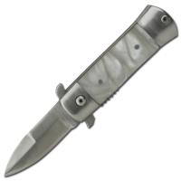 SP354-25PMA - Mini Italian California Legal Spring Assist Milano Knife | White Pearl Handle