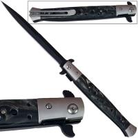 SP358-70PMB - Huge Italian Stiletto Style Assist Knife W/ Black Pearl H