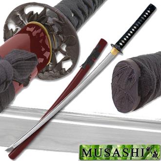 Musashi 1060 Carbon Steel Bamboo Warrior Sword Red Saya