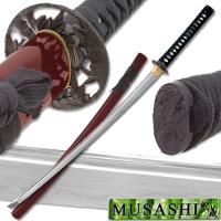 SS806RD - Musashi - 1060 Carbon Steel - Bamboo Warrior Sword - Red Saya