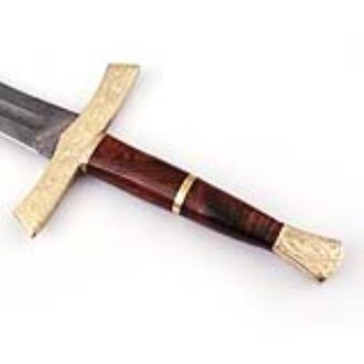 Elite Duelist Damascus Sword Floral Engraved Brass Guard and Pommel Leather Sheath Included