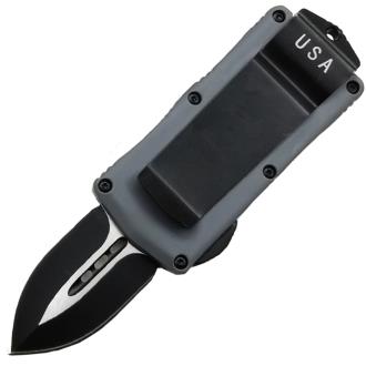 Speed Tech Spear Point Blade California Legal OTF Switchblade Dual Action Knife Grey