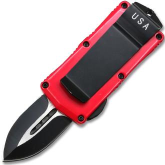 Speed Tech Spear Point Blade California Legal OTF Dual Action Knife Red