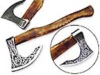 AX-2443 - Odin, God of War Viking Axe W/Etched Carbon J2 Steel Head Custom Hand Forged