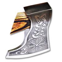 AX-2444 - Helm of Awe Medieval Viking Axe W/Etched Carbon J2 Steel Head Custom Hand Forged