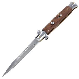 French Chatellerault Automatic Switchblade Stiletto Knife Wood Handle