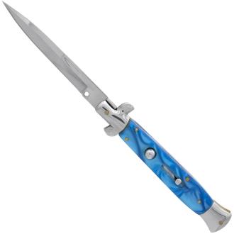 Wave Breaker Light Blue Automatic Push Button Stiletto Switchblade Knife