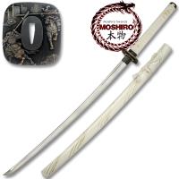 SW-541W - MOSHIRO Hand Sharpened Carbon Steel Katana with White Gold  Scabbard