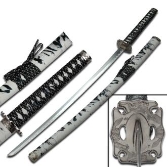 Samurai Sword with Zebra Polyurethane Wrapped Scabbard