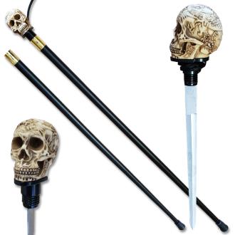 Walking Skull Devil Head Cane Sword Staff Mobility Stick Rubber Foot Handle