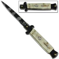 A150LU - Stiletto Switchblade Milano Bayonet Blade Marble Knife Silver A150LU - Stiletto Switchblade Knives