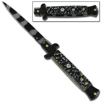 Stiletto Milano Bayonet Blade Tiger Stripe Switchblade A150PU - Stiletto Knives