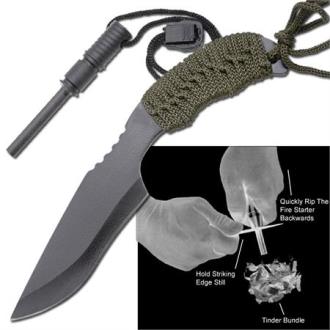 Survival Outdoor Full Tang Knife Fire Starter Kit SP082-MP-5 - Knives
