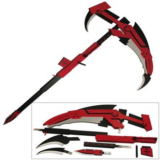 RWBY Crescent Rose Cosplay Wooden Scythe Ruby Weapons Red Full Sized "High Velocity Sniper"
