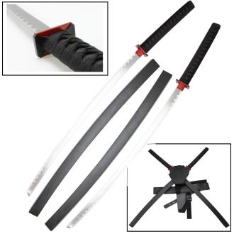 Deadpool Katana Set Carbon Steel Swords Red Suba Dual Backstrap