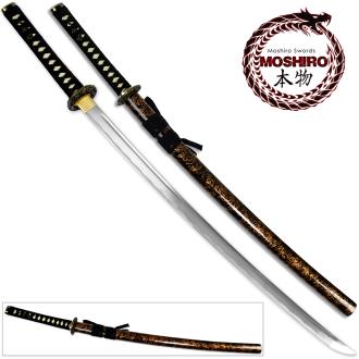 Moshiro 1045 High Carbon Steel Blade Glossy Black and Gold Splash Wood Scabbard Limited Edition