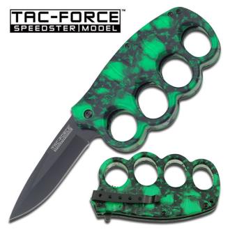 Green Skull Camo Handle Knuckle Spring Assist