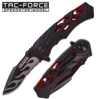 Spring Assist 'Chopper Flame' Folding Knife - Red