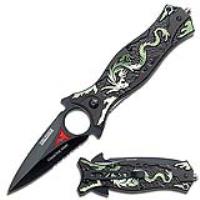 TF-707GN - Spring Assist - &#39;Legal Automatic&#39; Knife - Dragon Dagger - Green