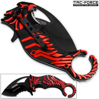 Tac Force Falcon Talon Serrated Karambit Collectors Series Knife Red Black