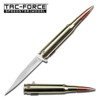 Tac Force 50 Cal Bullet Motif Knife Assisted Open 440 Stainless Steel