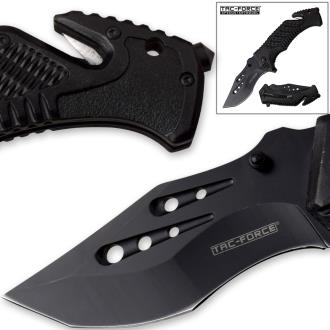 Tac-Force Folding Tracker Blade Tactical Rescue Pocket Knife All Black