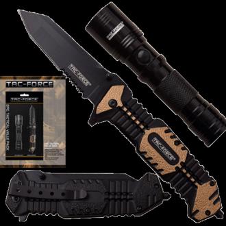 2 Pcs Tactical Value Pack Tac Force Assisted Knife with LED Light