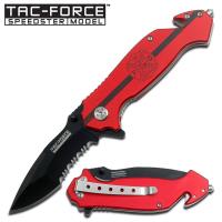 TF715FD - Red Handle Rescue Assisted Opening Knife - Fire Fighter
