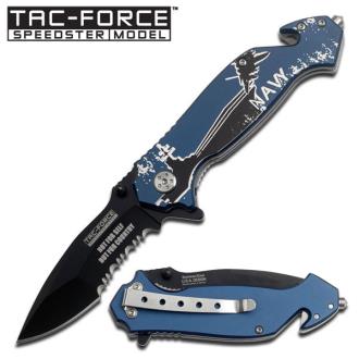Blue Handle Rescue Assisted Opening Knife Navy