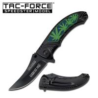 TF-822BK - Black Marijuana Handle Assisted Opening Folder Knife