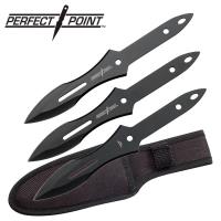 TK-014-9B - 3PC ALL BLACK THROWING KNIFE SET WITH VELCRO CARRYING CASE
