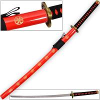 TK-602RD - Hachiman Katana of War Japanese Frostbite Sword Tosho Red Black