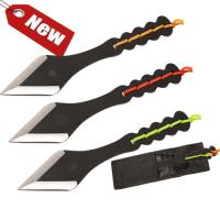 TK9117-70B3 - Ninja Black Tanto Throwing Knives Set of 3 Kunai Red, Orange, Green Weighted