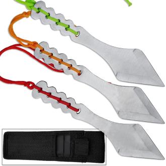 Ninja Warrior Tanto Throwing Knives Set of 3 Kunai Red Orange