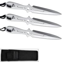 TK9121-80AS-3 - Night Raider Knife Set Double Edged 8in Throwing Knives 3pcs Pirate Raider