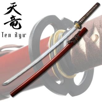 Red Hand Forged Carbon Steel Katana with Real Ray Skin