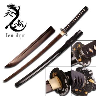 Ten Ryu Katana Hand Forged with Damascus Blade