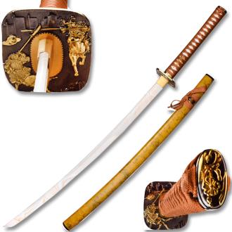 MOSHIRO 1045 Carbon Steel Golden Edition Katana with White Gold Scabbard