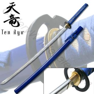 Hand Forged Carbon Steel Katana with Real Ray Skin Blue