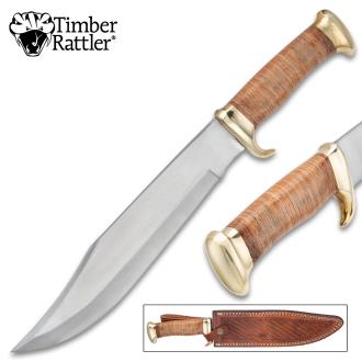 Timber Rattler Banded Wood Bowie Knife With Sheath