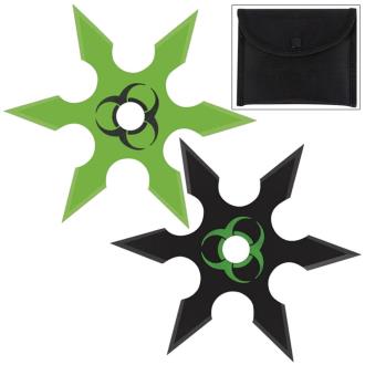 Toxic Hazard 6 Point Heavy Duty 2 Piece Throwing Star Set