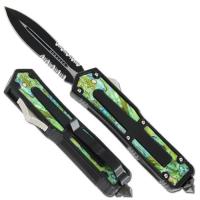 TS16 - Titan Originator DA Swirl Black Serrated OTF Knife