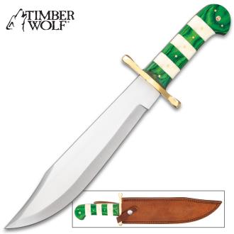 Timber Wolf Emerald Stripe Bowie Knife And Sheath