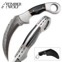 TW509 - Timber Wolf Buffalo Horn Damascus Steel Karambit Knife