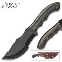 TW719 - Timber Wolf Bushtracker Fixed Blade Knife - Black 1095 High Carbon Steel