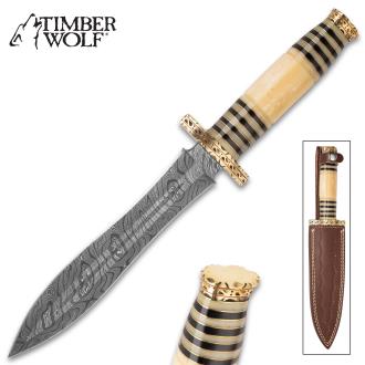 Timber Wolf Rameses Dagger With Sheath - Damascus Steel Blade